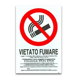 CARTELLO TARGA VIETATO FUMARE DIVIETO SICUREZZA SEGNALETICA PVC 20 X 30 CM